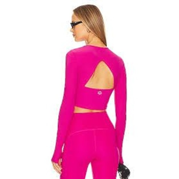 Beyond Yoga Lite Cardio Crop Top Pink Long Sleeve Sz S Activewear Athleisure - Picture 1 of 8